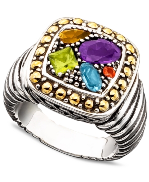 image of Balissima by Effy Multistone Square Ring (1-1/2 ct. t.w.) in 18k Gold and Sterling Silver
