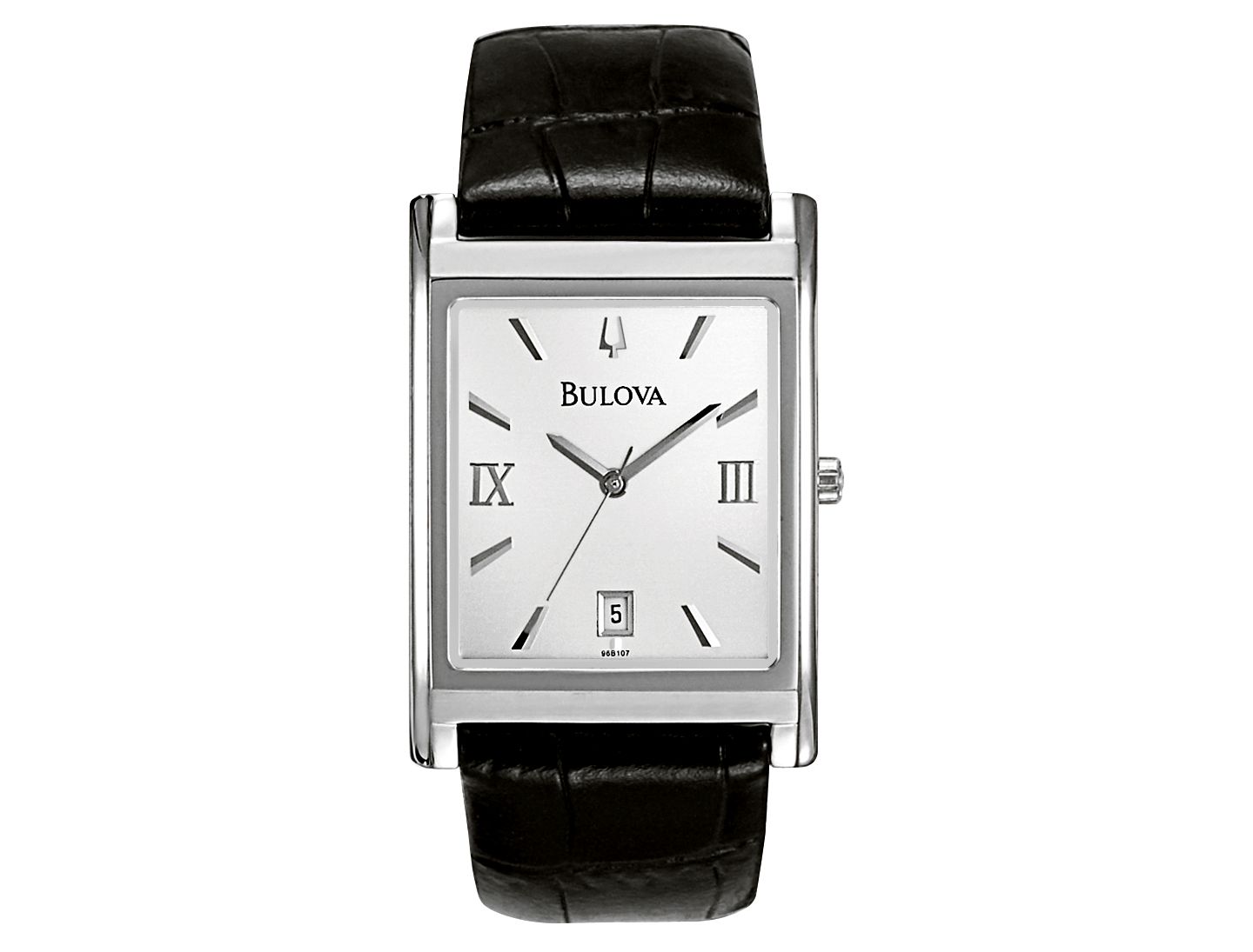 Мужские часы Bulova Black Leather Strap Watch 45mm 96B107 — фото 1