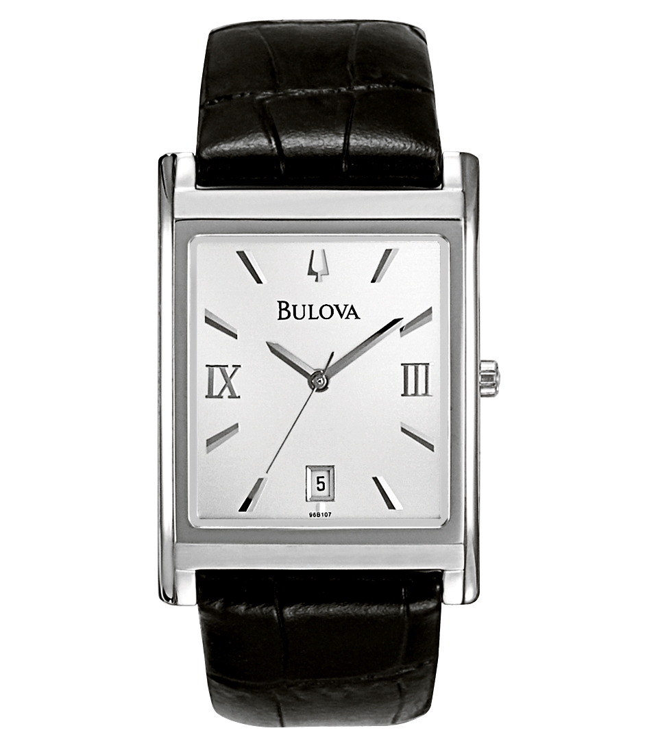 Bulova Mens Black Leather Strap Watch 45mm 96B107   Watches   Jewelry