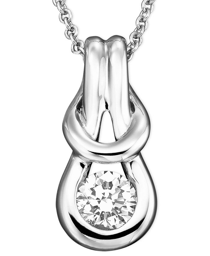 Macy's Diamond Knot Pendant Necklace in 14k White Gold (1/4 ct. t.w