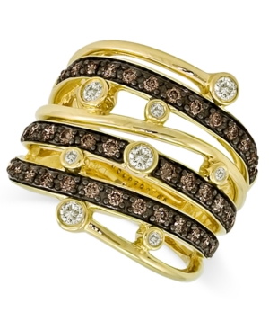 image of Le Vian Chocolate and White Diamond Multi-Row Ring (3/4 ct. t.w.) in 14k Gold