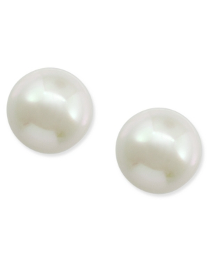 image of Majorica 18k Gold Earrings, White Organic Man-Made Pearl (8mm) Stud