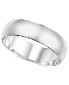 14k White Gold Ring, 6mm Wedding Band
