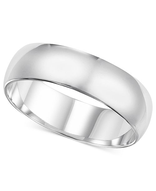 Macy's 14k White Gold Ring, 6mm Wedding Band & Reviews ...