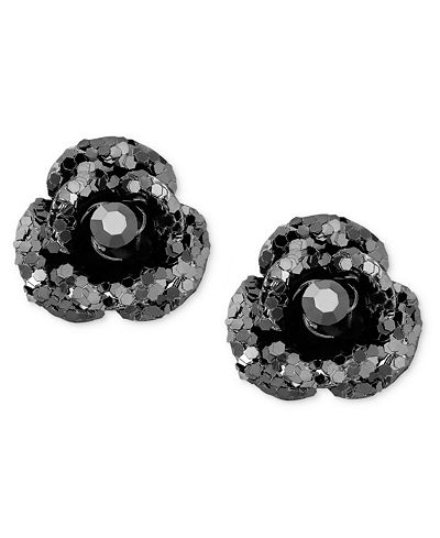 Black crystal stud earrings Clearance