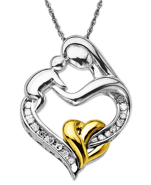 Macy's Mother and Infant Diamond Pendant Necklace in 14k Gold and ...
