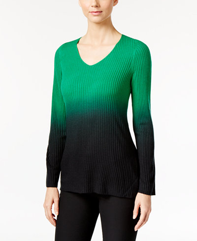 NY Collection High-Low Ombre Sweater