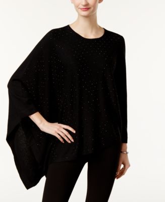 Anne Klein Studded Poncho Sweater - Macy's