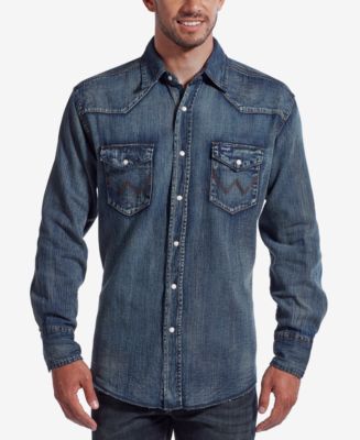 Wrangler Men's Authentic Western Long Sleeve Shirt - Casual Button-Down ...