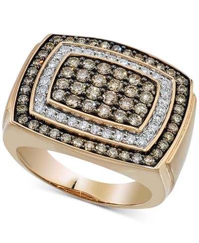 Men's Diamond Cluster Ring (2 ct. t.w.) in 10k Gold - Rings - Jewelry ...