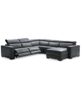 Nevio 5-pc Leather Sectional, 2 Power Recliners, Created for Macy's