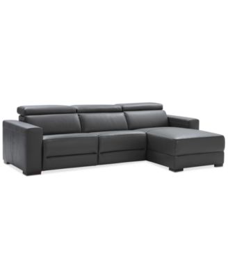 Nevio 115" 3-pc Leather Sectional Sofa with Chaise, 2 Power Recliners and Articulating Headrests, Created for Macy's