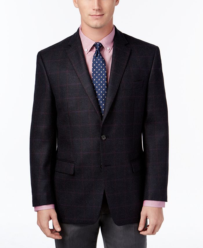 Lauren Ralph Lauren Men s Classic Fit Navy Burgundy Windowpane