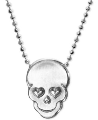 Alex Woo - Love Skull Beaded Pendant Necklace in Sterling Silver