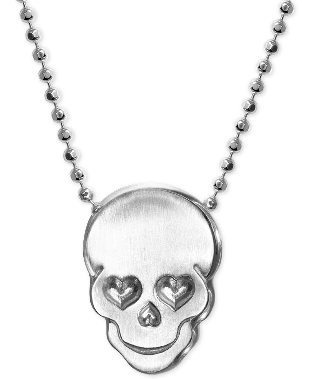 Love Skull Beaded Pendant Necklace in Sterling Silver - Silver