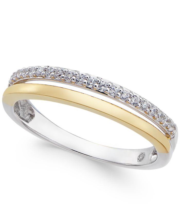 Diamond Split Band (1/8 ct. t.w.) in 14K White and Yellow Gold or 14K