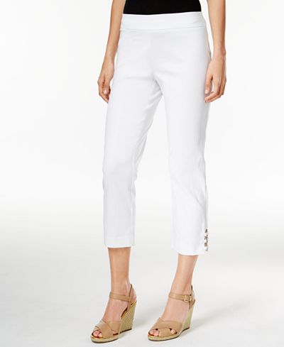JM Collection Lattice-Hem Capri Pants, Only at Macy's