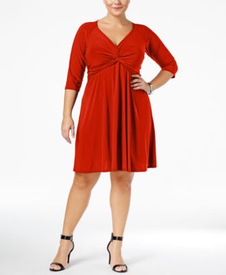 Love Squared - Trendy Plus Size Knotted Fit & Flare Dress