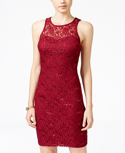 Sequin Hearts Juniors Sequin Lace Lattice Back Bodycon Sequin Hearts Juniors Sequin Lace Lattice Back Bodycon