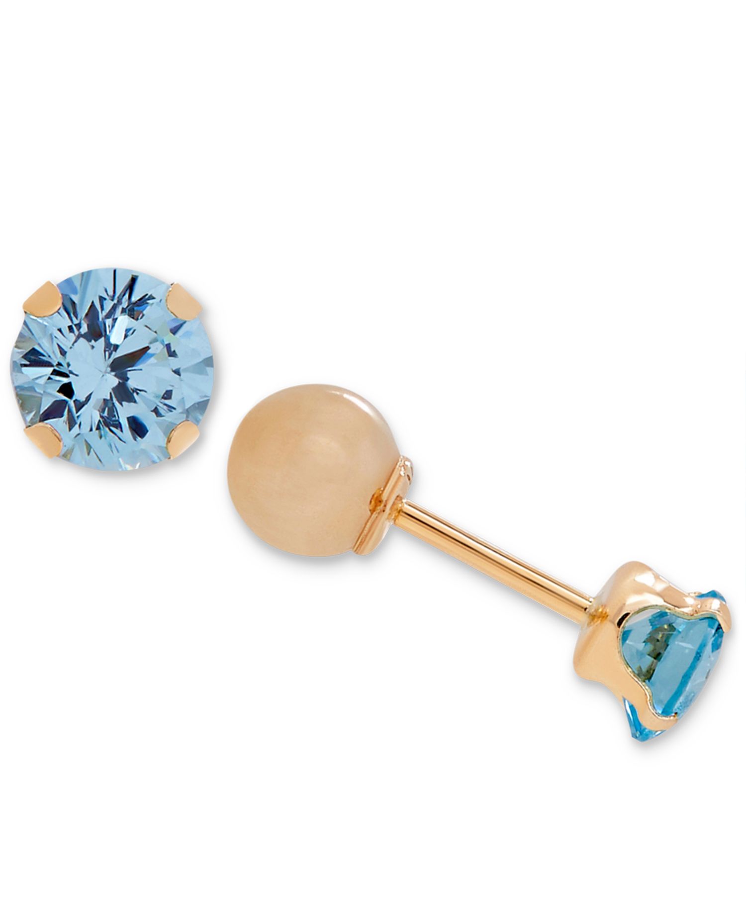 Children's Cubic Zirconia Birthstone Reversible Earrings in 14k Gold
