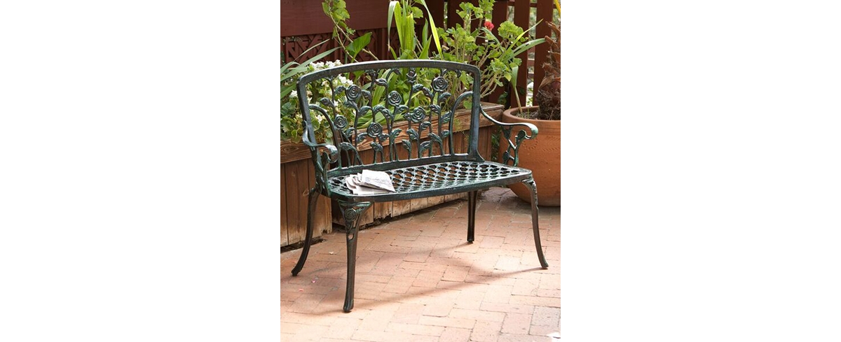 Noble House Jenison Cast Iron Patio Bench In Green