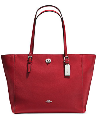 COACH Turnlock Tote in Crossgrain Leather - Handbags & Accessories - Macy&#39;s