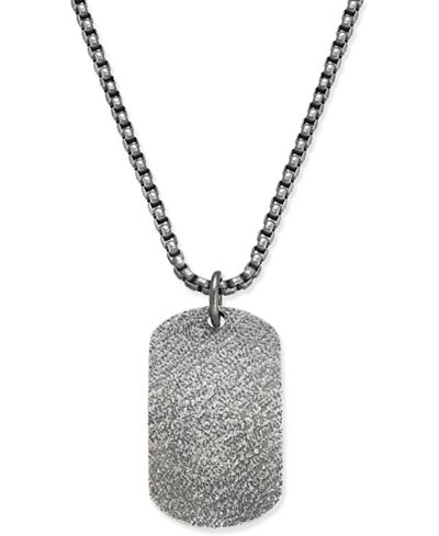 Steve Madden Men's Stainless Steel Dog Tag Pendant Chain