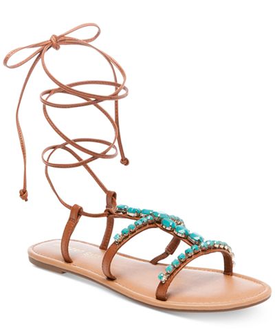 Madden Girl Kalipsoo Lace-Up Embellished Sandals