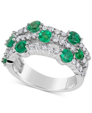 image of Emerald (1-3/4 ct. t.w.) and Diamond (5/8 ct. t.w.) Ring in 14k White Gold