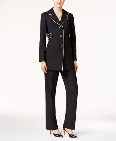 Le Suit Stretch-Knit Three-Button Pantsuit