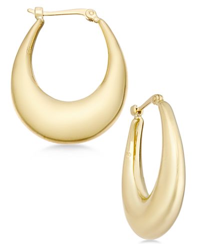 puff 14k oval gold earrings hoop polished macy main