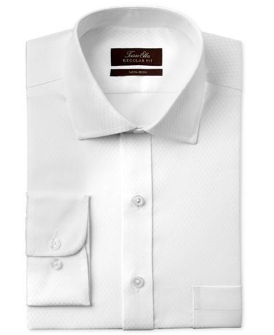 Tasso Elba Men's Classic/Regular Fit White Double Diamond Dress Shirt, Only at Macy's