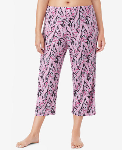 Ellen Tracy Plus Size Printed Knit Cropped Pajama Pants