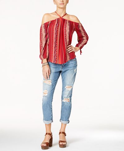 American Rag Off-The-Shoulder Top & Ripped Girlfriend Jeans, Only at Macy's