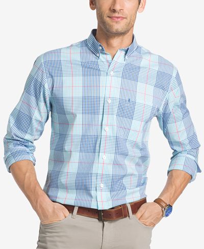IZOD Men's Advantage Non-Iron Stretch Poplin Plaid Shirt
