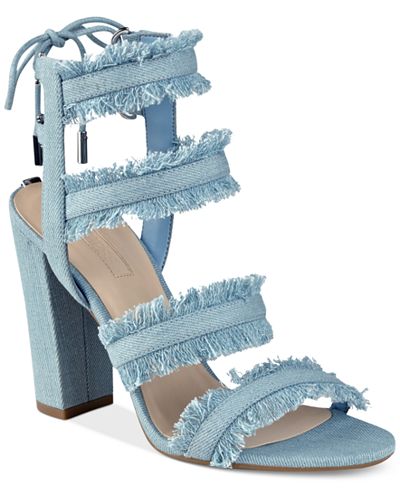 GUESS Women's Evira Strappy Block-Heel Dress Sandals - Sandals - Shoes ...