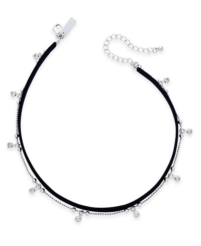 INC International Concepts Silver-Tone Faux-Suede Choker Necklace, Only at Macy's