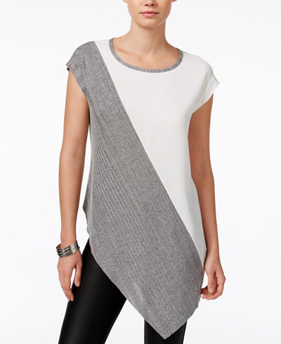 Bar III Colorblocked Asymmetrical Top, Only at Macy's