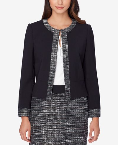 Tahari ASL Metallic Bouclé-Trim Jacket