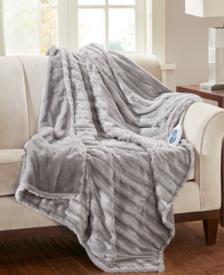 Beautyrest Duke Ribbed Electric Faux-Fur Throw, 50 x 70 - Macy's