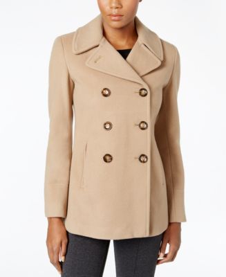 Calvin Klein Wool-Cashmere Double-Breasted Peacoat, Created for Macy's ...