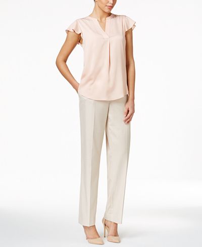 Tommy Hilfiger Flutter-Sleeve Blouse & Herringbone Trousers