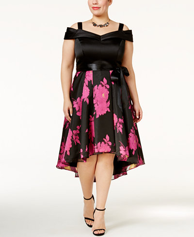 SL Fashions Plus Size Off-The-Shoulder Floral Party Dress