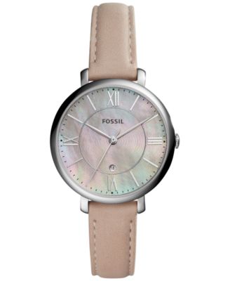 Fossil - Women's Jacqueline Pink Leather Strap Watch 36mm ES4151