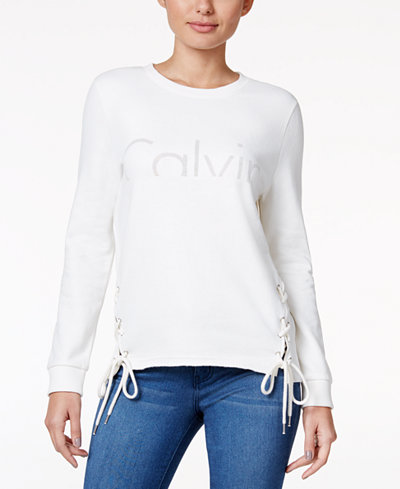 Calvin Klein Jeans Lace-Up Logo Sweatshirt