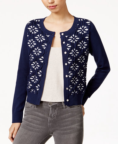 Maison Jules Jacquard Cardigan, Only at Macy's