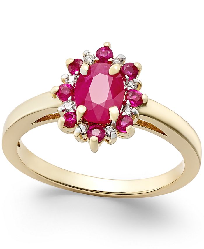 Macy's Ruby (1-1/4 ct. t.w.) and Diamond Accent Ring in 14k Gold ...