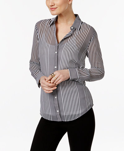 MICHAEL Michael Kors Sheer Striped Shirt