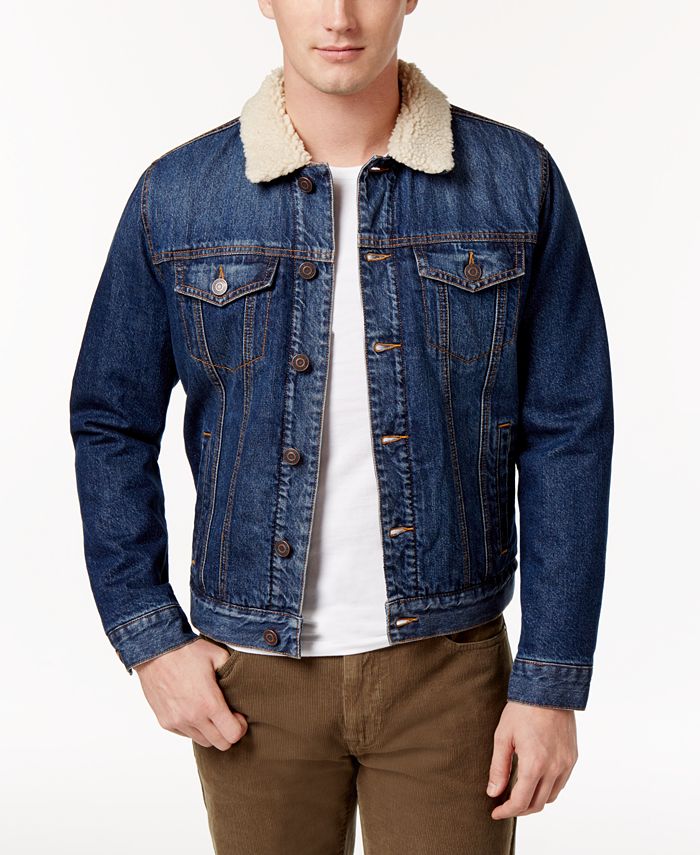 Men's Rider Denim Jacket with Fleece Collar, for - Macy's