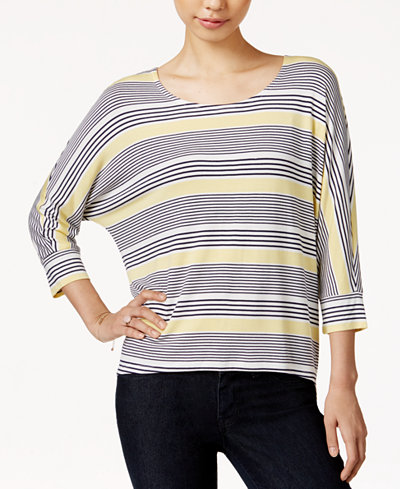 Maison Jules Striped Dolman-Sleeve Top, Only at Macy's